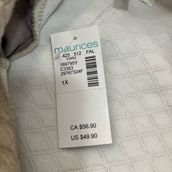 Maurice’s Plus Size Cream Asymmetric Cowl Neck Sweatshirt NWT 1X - Picture 6 of 10